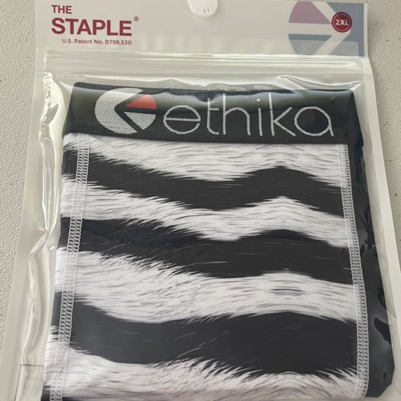 Ethika NEW Men's 2XL/XXL Staple Fit Boxer Briefs Black/White Striped Zebra - Picture 2 of 3
